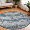 8' Blue and Beige Round Hand Tufted Area Rug
