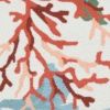 8' X 10' Ivory Hand Hooked Bordered Coral Reef Indoor Area Rug