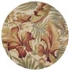6' Ivory Hand Tufted Tropical Plants Round Indoor Area Rug