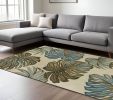8' X 10' Ivory Hand Tufted Monstera Indoor Area Rug