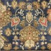 8' X 11' Navy Blue Hand Tufted Traditional Floral Indoor Area Rug