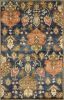 9' X 13' Navy Blue Hand Tufted Floral Indoor Area Rug