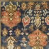 9' X 13' Navy Blue Hand Tufted Floral Indoor Area Rug
