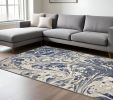 7' X 9' Grey Abstract Marble Design Indoor Area Rug