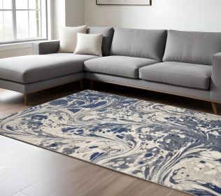 7' X 9' Grey Abstract Marble Design Indoor Area Rug