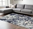 7' X 10' Blue Machine Woven Abstract Indoor Area Rug
