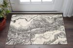 3' X 5' Ivory Grey Machine Woven Marble Indoor Area Rug