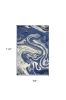 7' X 10' Blue Beige Machine Woven Marble Indoor Area Rug