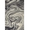 3' X 5' Grey Black Machine Woven Marble Indoor Area Rug