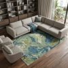 7' X 10' Teal Blue Machine Woven Marble Indoor Area Rug