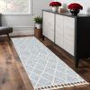 8' Runner Gray and Ivory Abstract Runner Rug