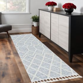 8' Runner Gray and Ivory Abstract Runner Rug