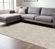 8' X 11' Ivory Grey Machine Woven Geometric Indoor Area Rug