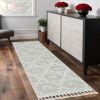8' Runner Beige and Ivory Geometric Runner Rug