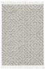 3' X 5' Ivory Grey Zigzag Diamonds Area Rug With Fringe