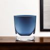 8 Mouth Blown Glass European Made Midnight Blue Pocket Shaped Vase