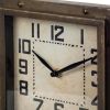 Square  Bronze Toned Metal Desk Table Clock With Traditional Black Numbers And Hands
