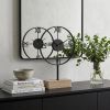 Black Metal Wood Desk  Table Clock With Open Metal Frame