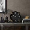 Black Gold Metal Round Desk Table Clock