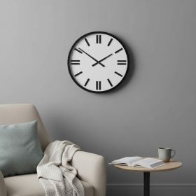 24" Round Large Modern Wall Clock With White Face And Non-Numarical Number