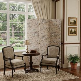 3 Panel Beige And Black Soft Fabric Finish Room Divider