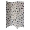 3 Panel Beige And Blue Soft Fabric Finish Room Divider