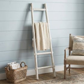 59" X 18" X 2" White Decorative Ladder Shelve