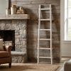 72" White Rustic Six Step Wood Ladder Shelf