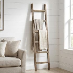 6 Step Rustic Espresso Wood Ladder Shelf