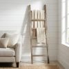 6 Step Rustic Smoky Black Wood Ladder Shelf
