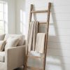 6 Step Rustic Weathered Grey Wood Ladder Shelf