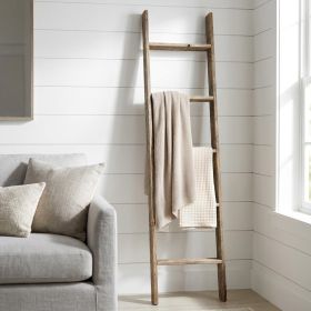 4 Step Rustic Weathered Grey Wood Ladder Shelf