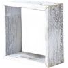 Set Of 3 Square Rustic White Wash Wood Open Box Shelve