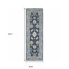 3' X 8' Navy And Blue Bohemian Area Rug