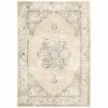 5' X 8' Beige And Ivory Center Jewel Area Rug