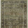 10' X 14' Green And Brown Floral Area Rug
