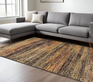 6' X 9' Gold And Slate Abstract Indoor Area Rug