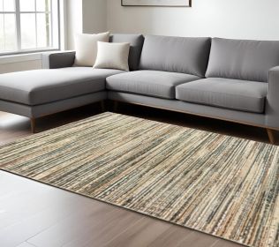 6' X 9' Ivory Sage Abtract Lines Indoor Area Rug