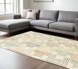 6' X 9' Ivory Multi Neutral Tone Scratch Indoor Area Rug