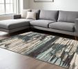 6' X 9' Ivory Blue Gray Abstract Layers Indoor Area Rug