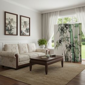 Three Panel Reversible Bamboo Art Room Divider Screen