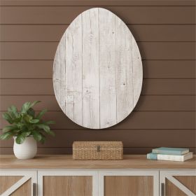 24" Rustic White Wash Wood Large Egg