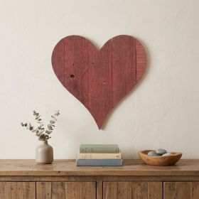18" Rustic Red Reclaimed Wood Heart Wall Decor
