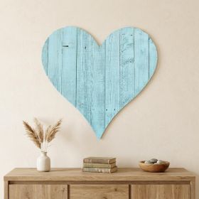 18" Turquoise Reclaimed Wood Heart Wall Decor