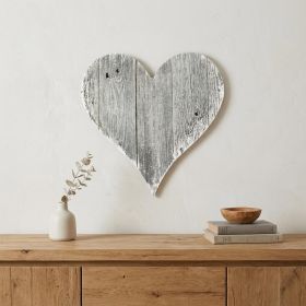 24" Whitewash Reclaimed Wood Heart Wall Decor