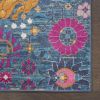 6' Blue And Orange Floral Power Loom Runner Rug