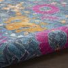 10' Blue And Orange Floral Power Loom Runner Rug