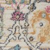 10' Orange And Ivory Floral Power Loom Runner Rug