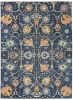 5' X 7' Navy Blue Floral Power Loom Area Rug