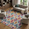 8' X 10' Blue And Pink Ogee Power Loom Area Rug